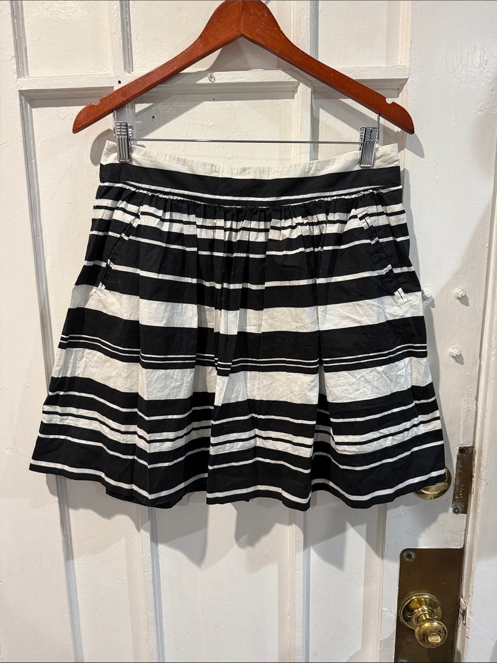Banana Republic Black & White Striped Circle Skirt